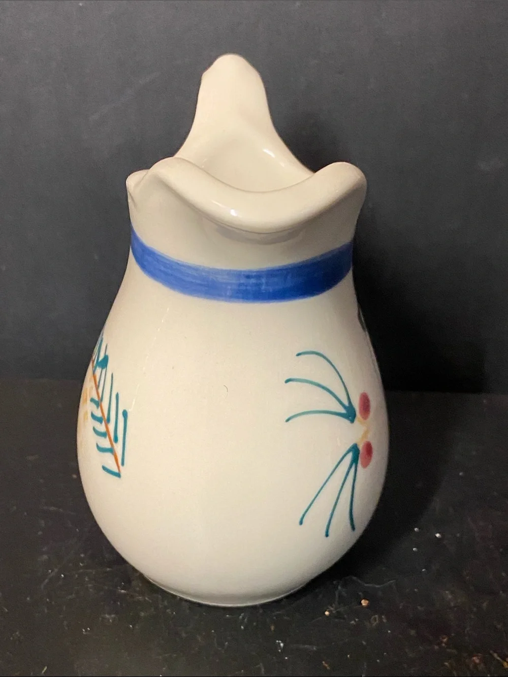 Cream Pitcher Ceramic Bird Pitcher with Blue Accent